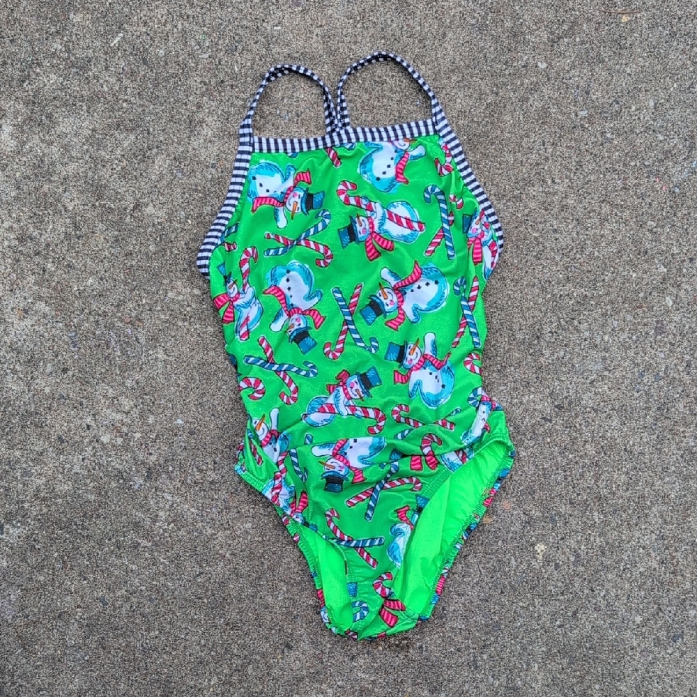 Dolfin Green Snowman One Piece Swimsuit
